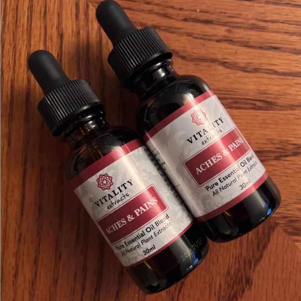 2 PACK- VITALITY EXTRACTS ACHES AND PAINS 30ml. Bottles with dropper